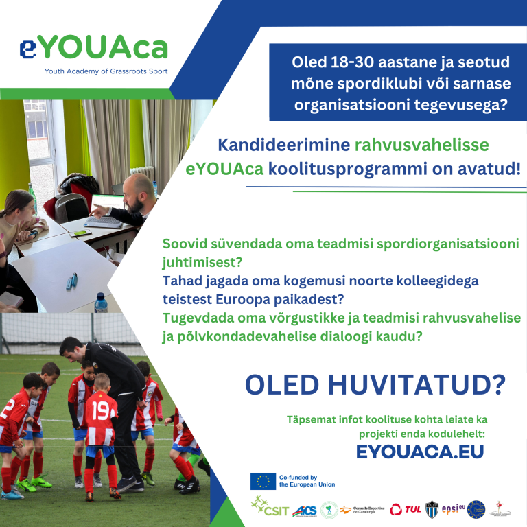 Viimane võimalus registreeruda spordijuhtimise e-õppe programmi eYOUAca!
