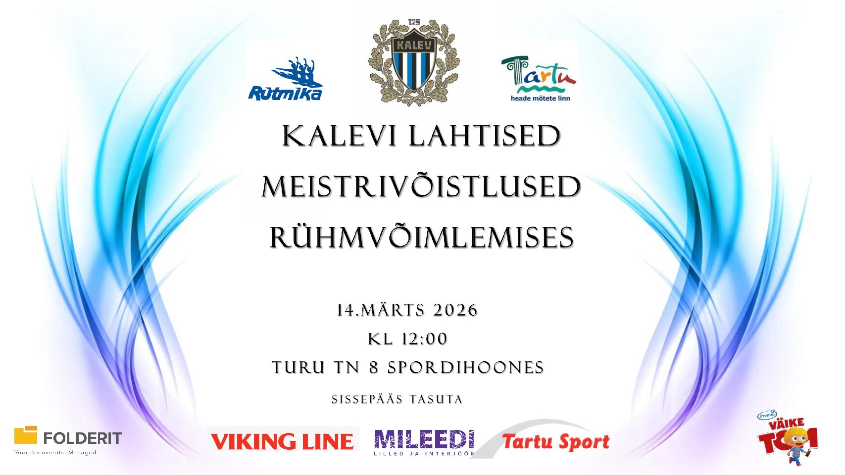 Kalevi lahtised meistrivõistlused rühmvõimlemises toimuvad 14.03.2026 Tartus